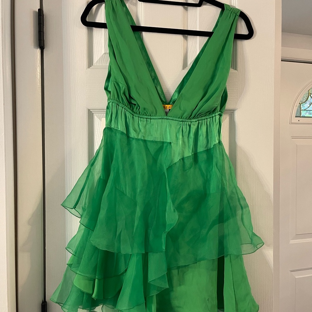 Alice & Olivia Green Layered Silk Dress